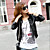  Long Sleeve Standing Collar PU Jacket With Pockets