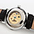  grassetto uomo pu pelle stile meccanico analogico orologio da polso (nero)