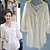  v-collo, camicia di cotone lunghezza 3/4
