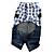  Plaid Dog Shirt with Denim Style Jeans (XS-XL)