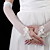  Satin / Tulle Elbow Length Fingerless Bridal Gloves With Pearls