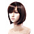  capless moda breve mossi parrucca castana capelli umani