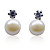 Charming Sterling Silver Fresh Pearl Stud Earrings with Crystal(More Colors)