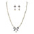  Pearl With Rhinestone Bow Necklace And Earring Set