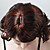  Capless Medium Length Synthetic Dark Brown With Red Curly Hair Wig