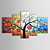  Hand-painted Abstract Oil Painting with Stretched Frame - Set of 5
