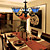  40W Antique Inspired Chandelier with 3 Lights - Blue Lampshade