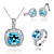  Gorgeous Plata 925 con Rhinestone / Set Joyas para Mujeres Aquamarine incluyendo el collar, pendientes, anillo (más colores)