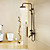  Antique Brass Single Handle Wall Mount Rain + Handheld Shower Faucet