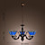  40W Antique Inspired Chandelier with 3 Lights - Blue Lampshade