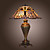 FOUNTAINBLEAU - Lampada da tavolo stile tiffany motivo floreale con 2 lampadine