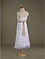  A-line Spaghetti Straps Tea-length Satin Organza Junior Bridesmaid Dress
