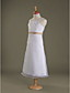  A-line Spaghetti Straps Tea-length Satin Organza Junior Bridesmaid Dress