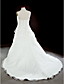  a-line Halfter Gericht Zug Organza plus size Hochzeitskleid
