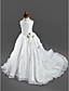  Ball Gown Spaghetti Straps Court Train Taffeta Satin Flower Girl Dresses / First Communion Dresses