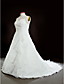  a-line Halfter Gericht Zug Organza plus size Hochzeitskleid