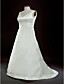  une ligne de balayage v-cou / pinceau train satin robe de mariage de taille