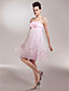  Empire Strapless Knee-length Tulle Over Satin Bridesmaid/ Wedding Party Dress