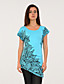  Orlo obliquo stampato maniche corte scollo tondo t-shirt / t-shirt donna (ff-8502bd002-0736)