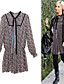  FASHION IDOL Style / Tied Printed Long Sleeves V Neckline Chiffon Dress / Women's Dresses (FF-1802BD0017-0857)