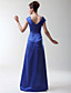  A-line Princess V-neck Floor-length Stretch Satin Bridesmaid/Wedding Party Dress