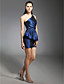  Taffeta Sheath/ Column One Shoulder Short/Mini Beaded Cocktail Dress inspired by Grammy