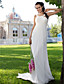  Sheath/ Column Straps Sweep/ Brush Train Chiffon Wedding Dress