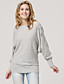  Gray Shoulder Beaded Long Sleeves Slit Neckline Longline Sweater / Women's Sweaters (FF-Y-BI1088002)