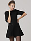  Cotton / Double Breasted Half Sleeves Round Neckline Pleated Dress / Women's Dresses (FF-B-BJ1058016)