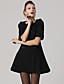  Cotton / Double Breasted Half Sleeves Round Neckline Pleated Dress / Women's Dresses (FF-B-BJ1058016)