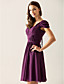  A-line V-neck Knee-length Chiffon Over Elastic Satin Bridesmaid/ Wedding Party Dress