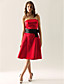  A-line Strapless Knee-length Satin Bridesmaid/Wedding Party Dress