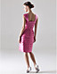  Sheath / Column Square Knee-length Satin Bridesmaid/ Wedding Party Dress With A Wrap