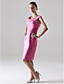  Sheath / Column Square Knee-length Satin Bridesmaid/ Wedding Party Dress With A Wrap