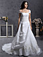  a-line off-the-spalla Corte dei treni organza taffetà abito da sposa