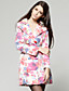 TS Organza Print Belt Long Sleeve Coat