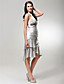  Sheath/Column Halter Knee-length Charmeuse Cocktail/Homecoming Dress