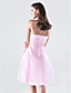  A-line Strapless Knee-length Tulle Over Matte Satin Bridesmaid/Wedding Party Dress