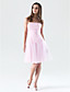  A-line Strapless Knee-length Tulle Over Matte Satin Bridesmaid/Wedding Party Dress