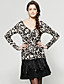  Leoparden-Muster gesammelt langen Ärmeln Longline T-Shirt / T-Shirts (ff-d-bl0736704)
