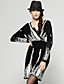  Beaded Printed Long Sleeves V Neckline Dress / Women's Dresses (FF-C-BL0736504)