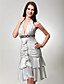  Sheath/Column Halter Knee-length Charmeuse Cocktail/Homecoming Dress