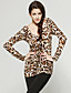  Leoparden-Muster gesammelt langen Ärmeln Longline T-Shirt / T-Shirts (ff-d-bl0736704)