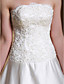  A-line Scalloped-Edge Neckline Court Train Satin Wedding Dress With A Wrap