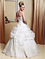  A-line Strapless Scalloped-Edged Neckline Organza Floor-length Wedding Dress
