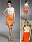  Satin Sheath/ Column Jewel Short/ Mini Cocktail Dress