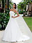  A-line Strapless Court Train Organza Wedding Dress