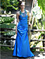  Sheath/ Column Halter Sweep/ Brush Train Elastic Woven Satin Evening/ Prom Dress