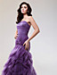  Trumpet/Mermaid Strapless Court Train Tulle Evening Dress With Cascading Ruffles