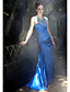  Sheath/ Column Halter Sweep/ Brush Train Elastic Woven Satin Evening/ Prom Dress